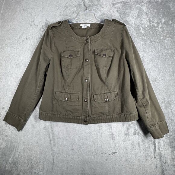 Liz Claiborne Jacket Womens 2X Army Green Casual Fatigue Jacket Military Utility - Picture 2 of 8